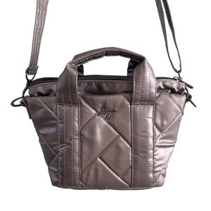 Lug Dory Mini Crossbody Bag Quilted Metallic Taupe Tote Travel Vacation